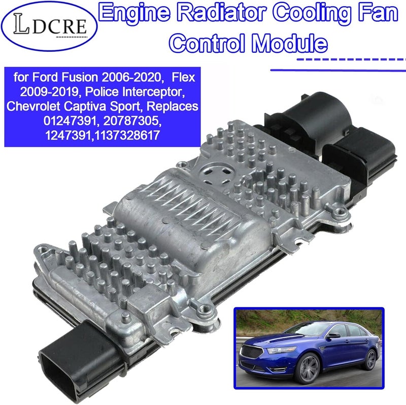 LDCRE Engine Radiator Cooling Fan Control Module for Ford Fusion 2006-2020, Flex 2009-2019, Police Interceptor, Chevrolet Captiva Sport, Replaces 01247391, 20787305, 1247391,1137328617 - Image 2